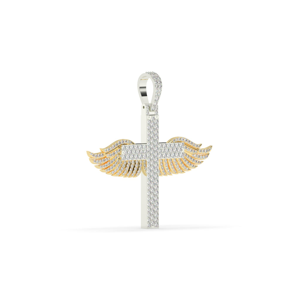 Diamond Cross With Angel Wings