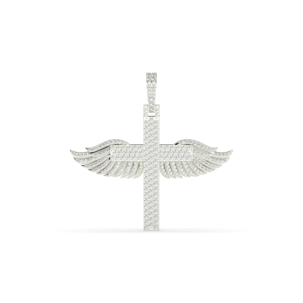 Diamond Cross With Angel Wings