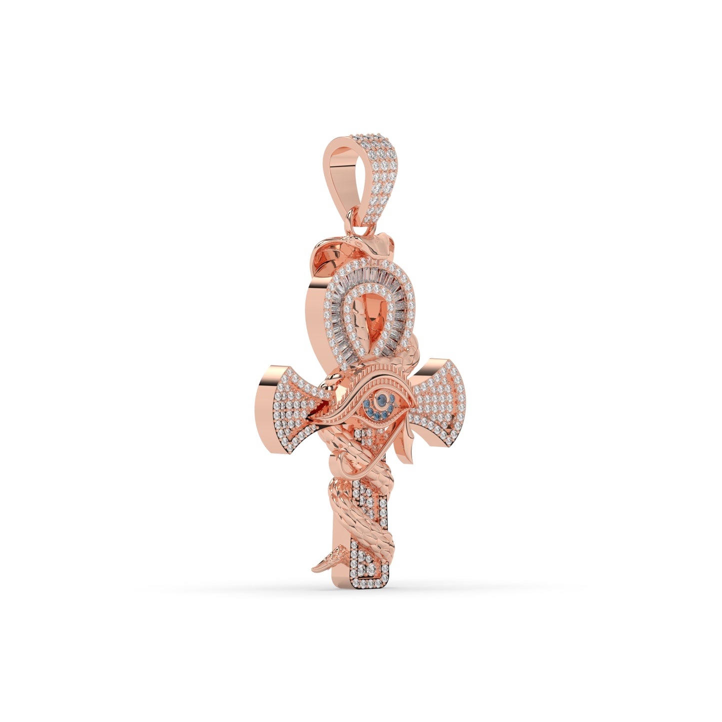 Iced Ankh Eye Snake Pendant