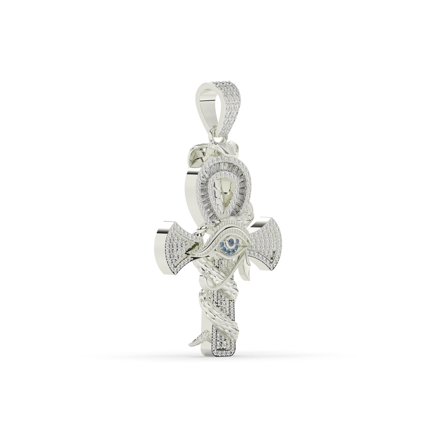 Iced Ankh Eye Snake Pendant