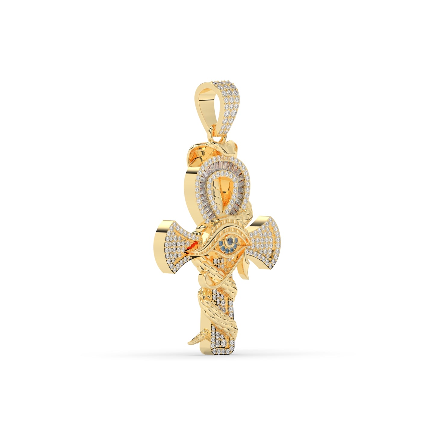 Iced Ankh Eye Snake Pendant