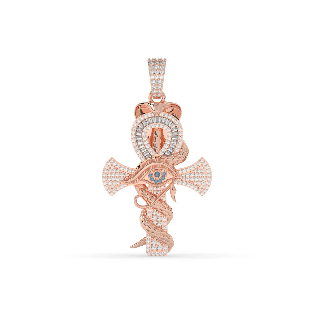 Iced Ankh Eye Snake Pendant