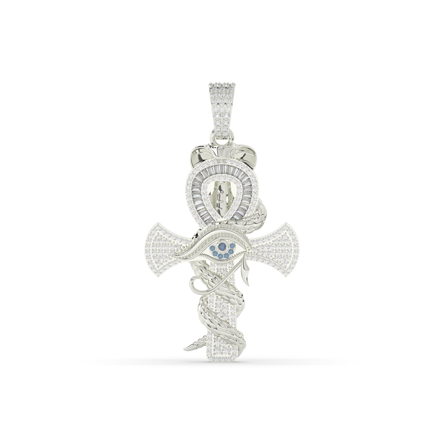 Iced Ankh Eye Snake Pendant