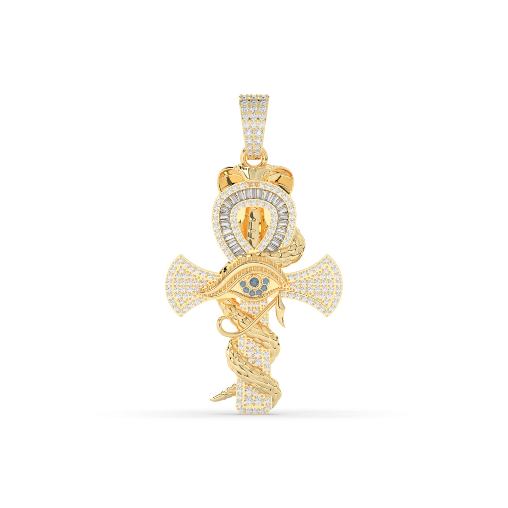 Iced Ankh Eye Snake Pendant