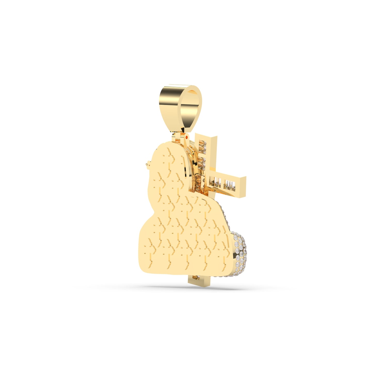 Gold Jesus Carrying Diamond Cross Pendant