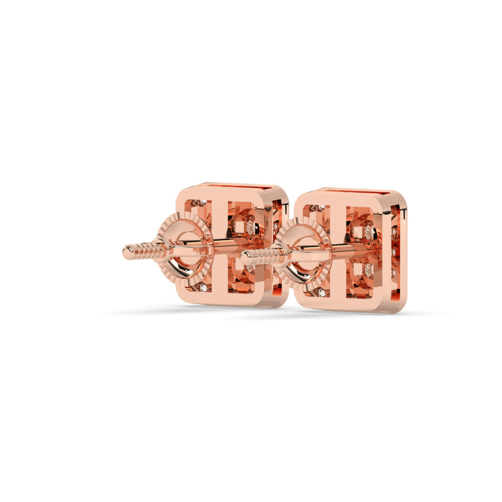 Square Cluster Diamond Stud Earrings