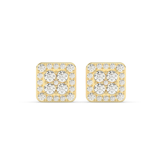 Square Cluster Diamond Stud Earrings