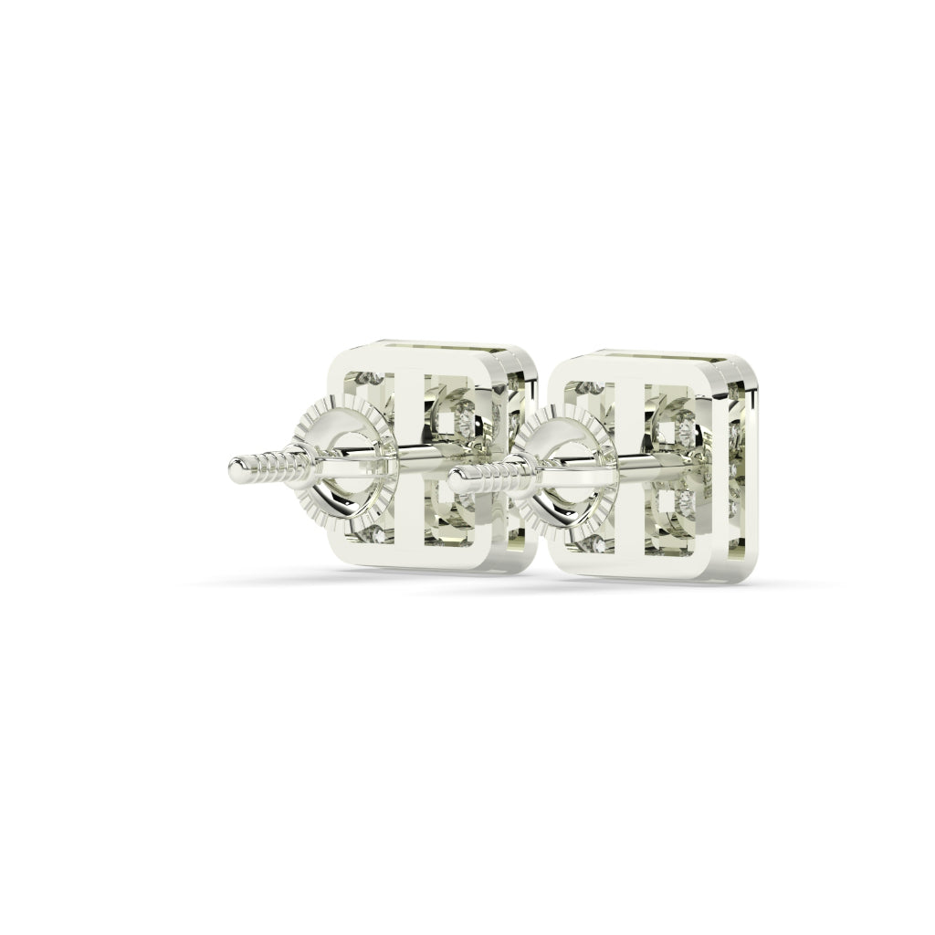 Square Cluster Diamond Stud Earrings