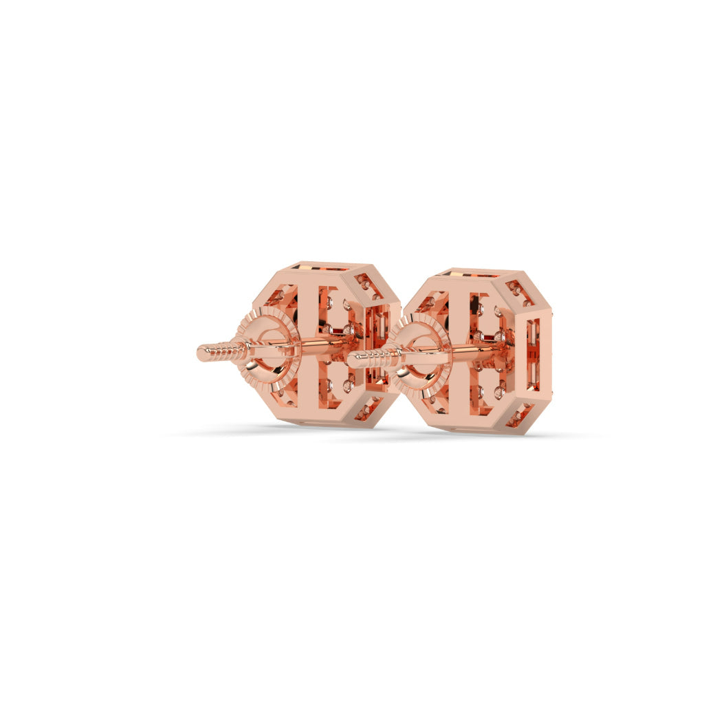 Octagon Baguette Cluster Stud Earrings
