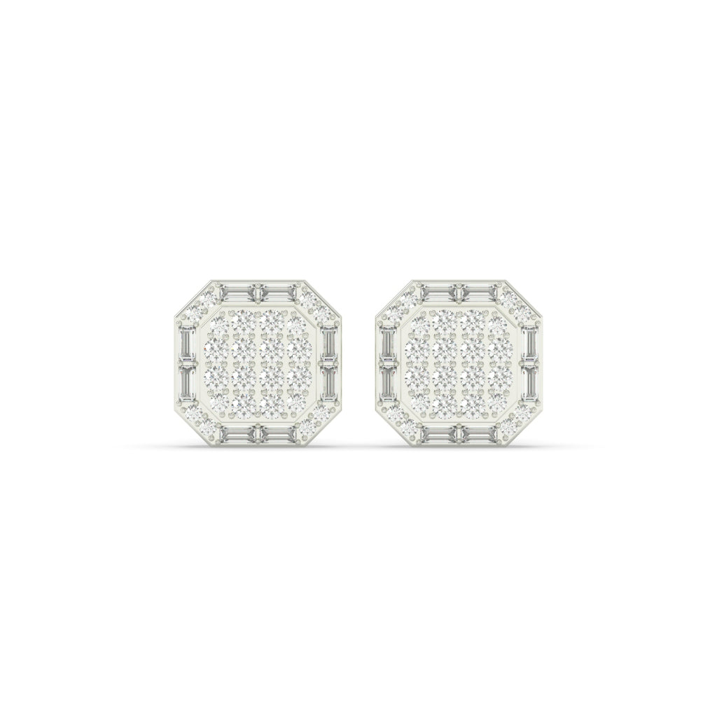 Octagon Baguette Cluster Stud Earrings