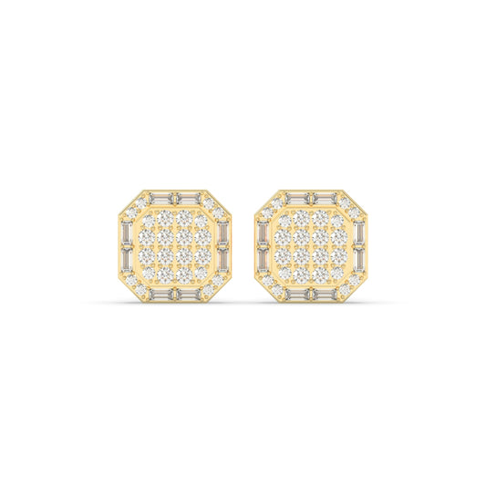 Octagon Baguette Cluster Stud Earrings