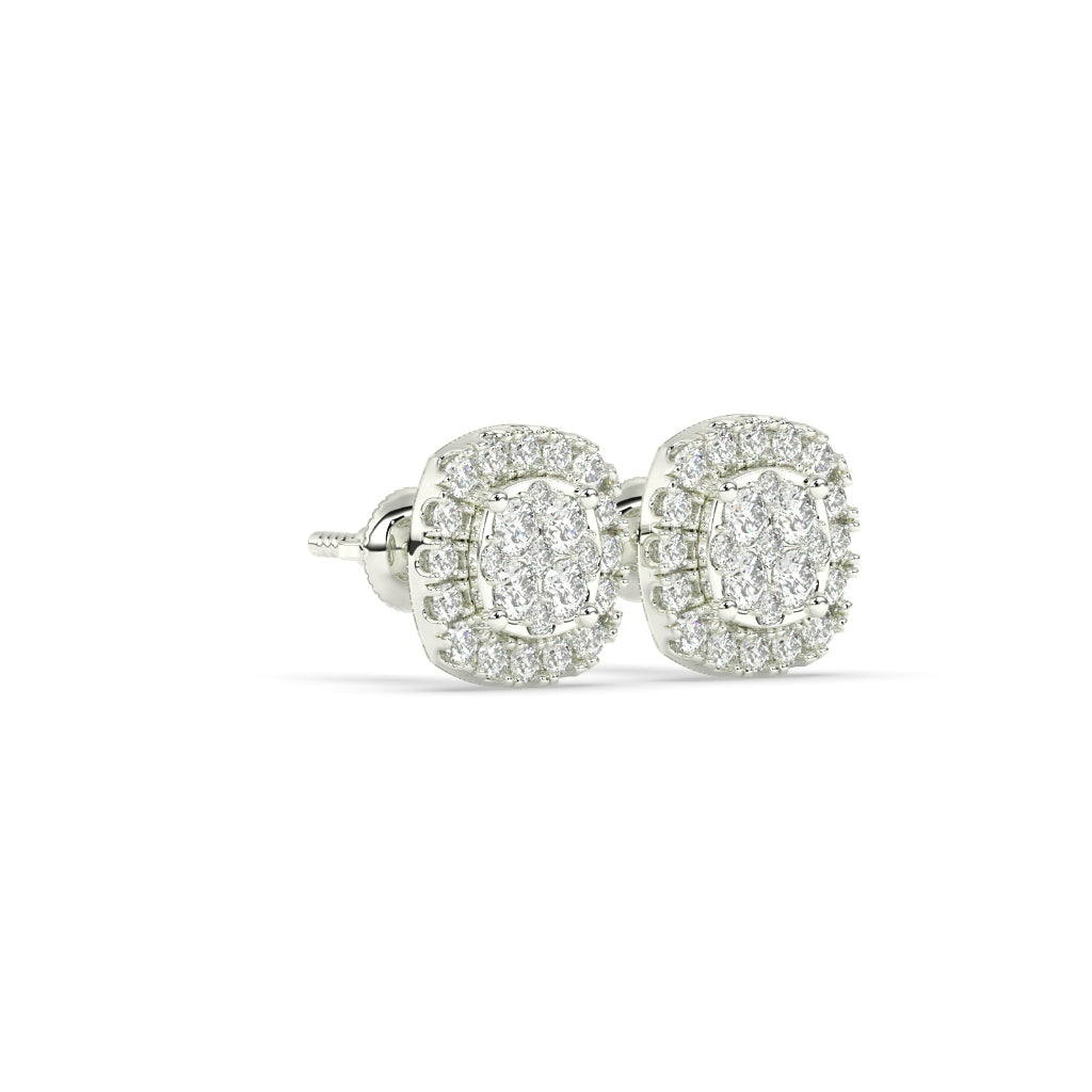 Elegant Halo Sparkle Stud Earrings