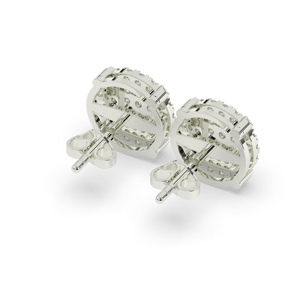 Triple Row Radiant Stud Earrings