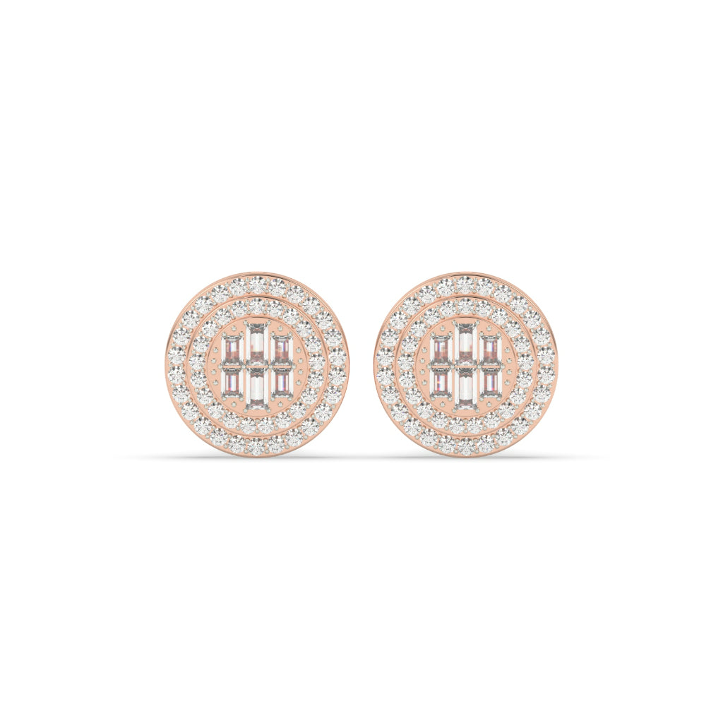 Baguette Cluster Double Halo Studs