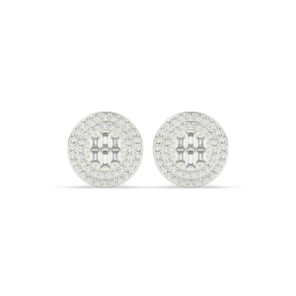Baguette Cluster Double Halo Studs
