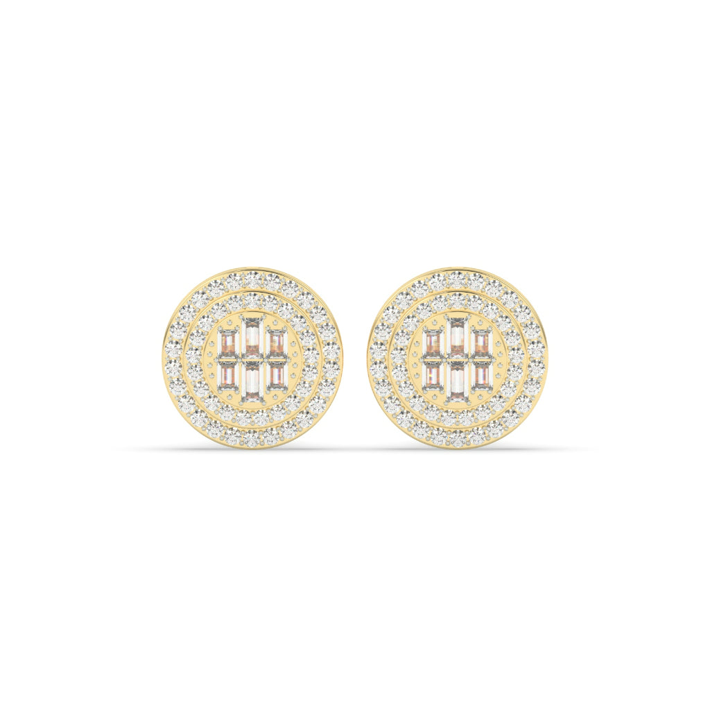 Baguette Cluster Double Halo Studs
