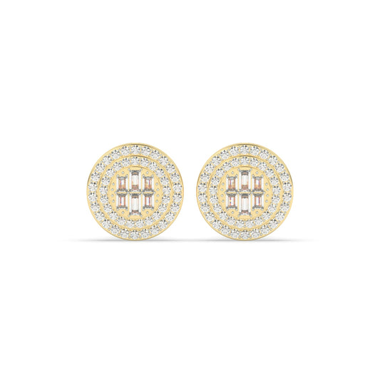 Baguette Cluster Double Halo Studs