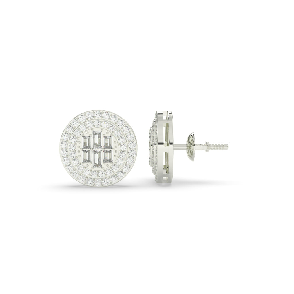 Baguette Cluster Double Halo Studs