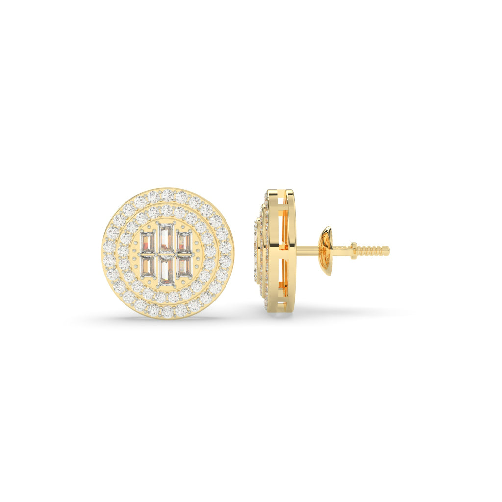 Baguette Cluster Double Halo Studs