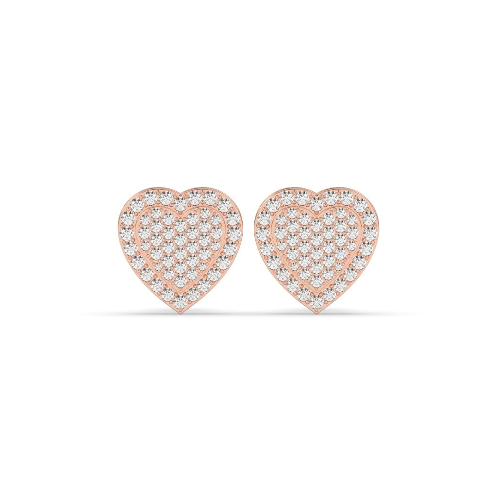 Pavé Heart Diamond Stud Earrings