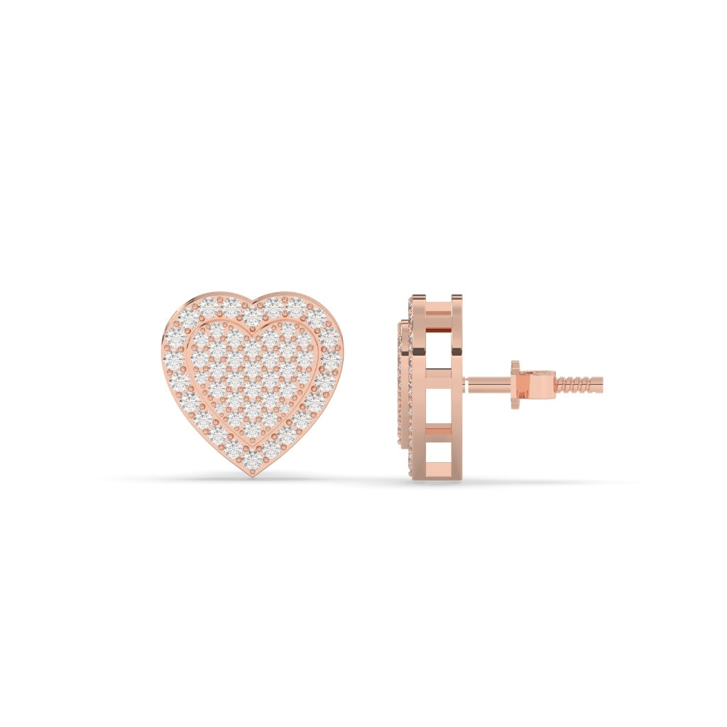 Pavé Heart Diamond Stud Earrings