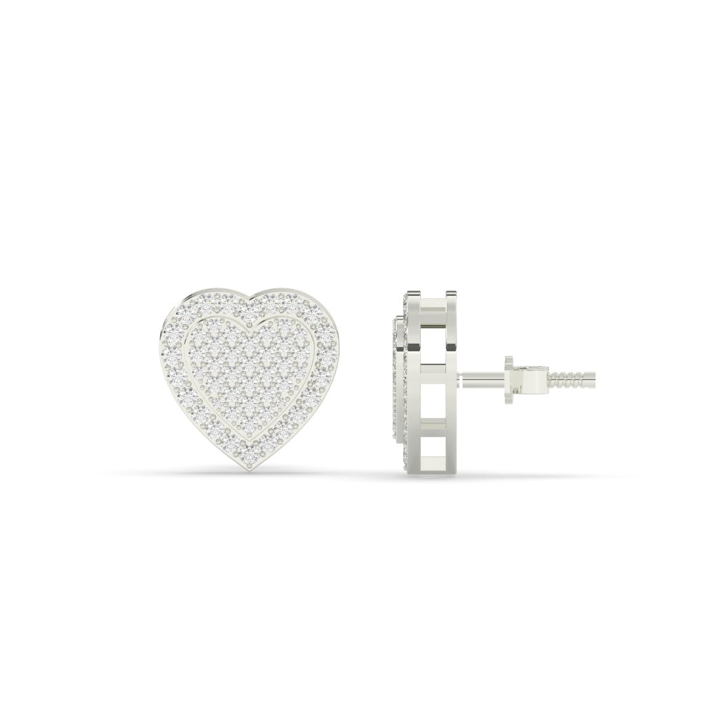 Pavé Heart Diamond Stud Earrings