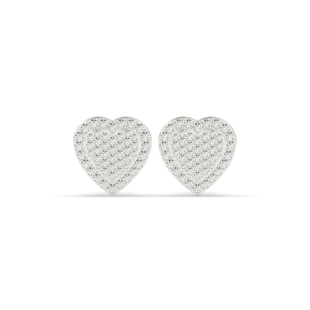 Pavé Heart Diamond Stud Earrings
