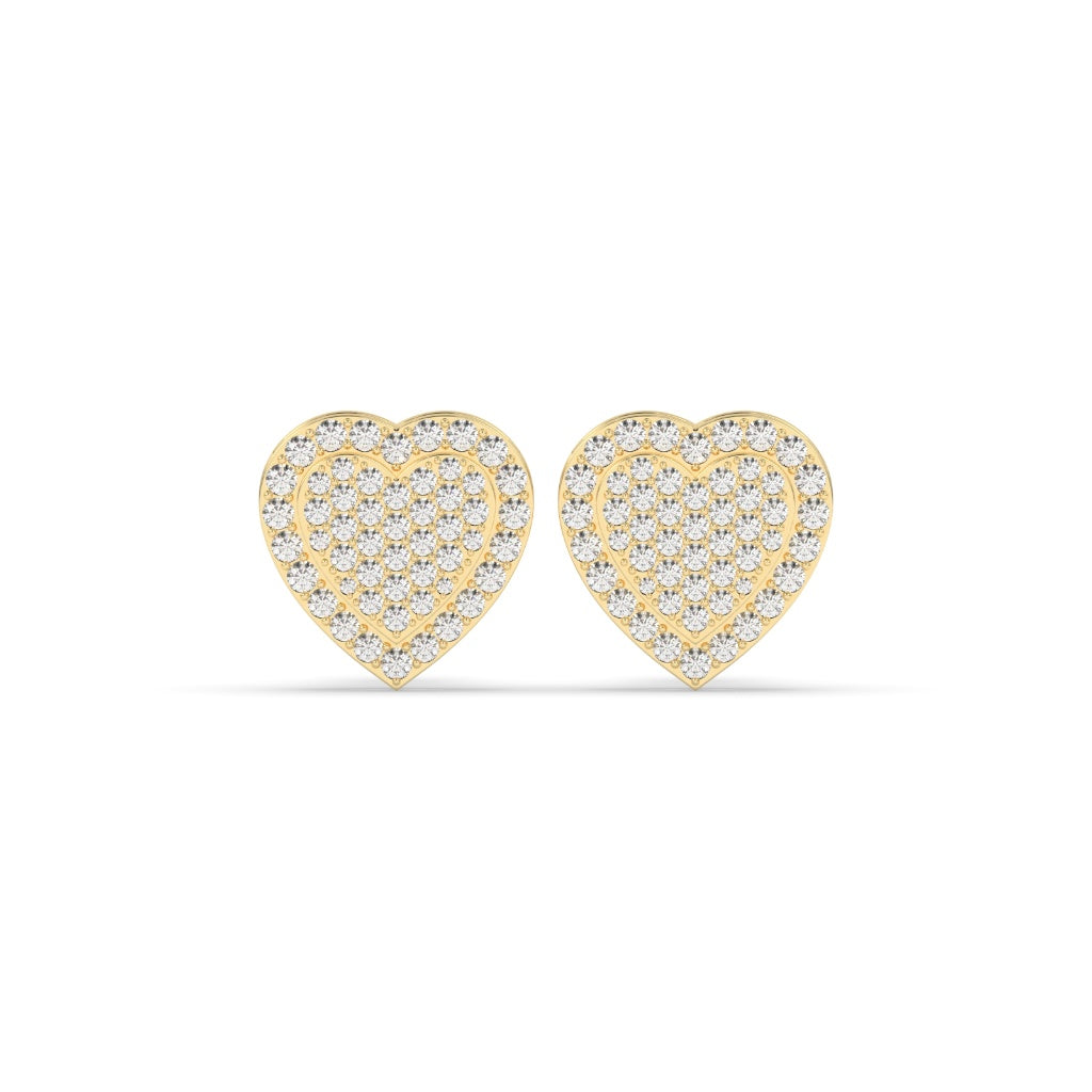 Pavé Heart Diamond Stud Earrings