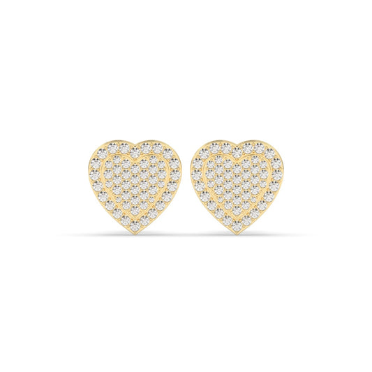 Pavé Heart Diamond Stud Earrings