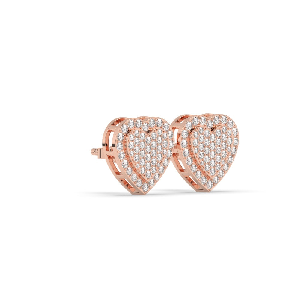 Pavé Heart Diamond Stud Earrings
