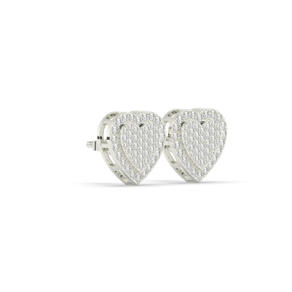 Pavé Heart Diamond Stud Earrings