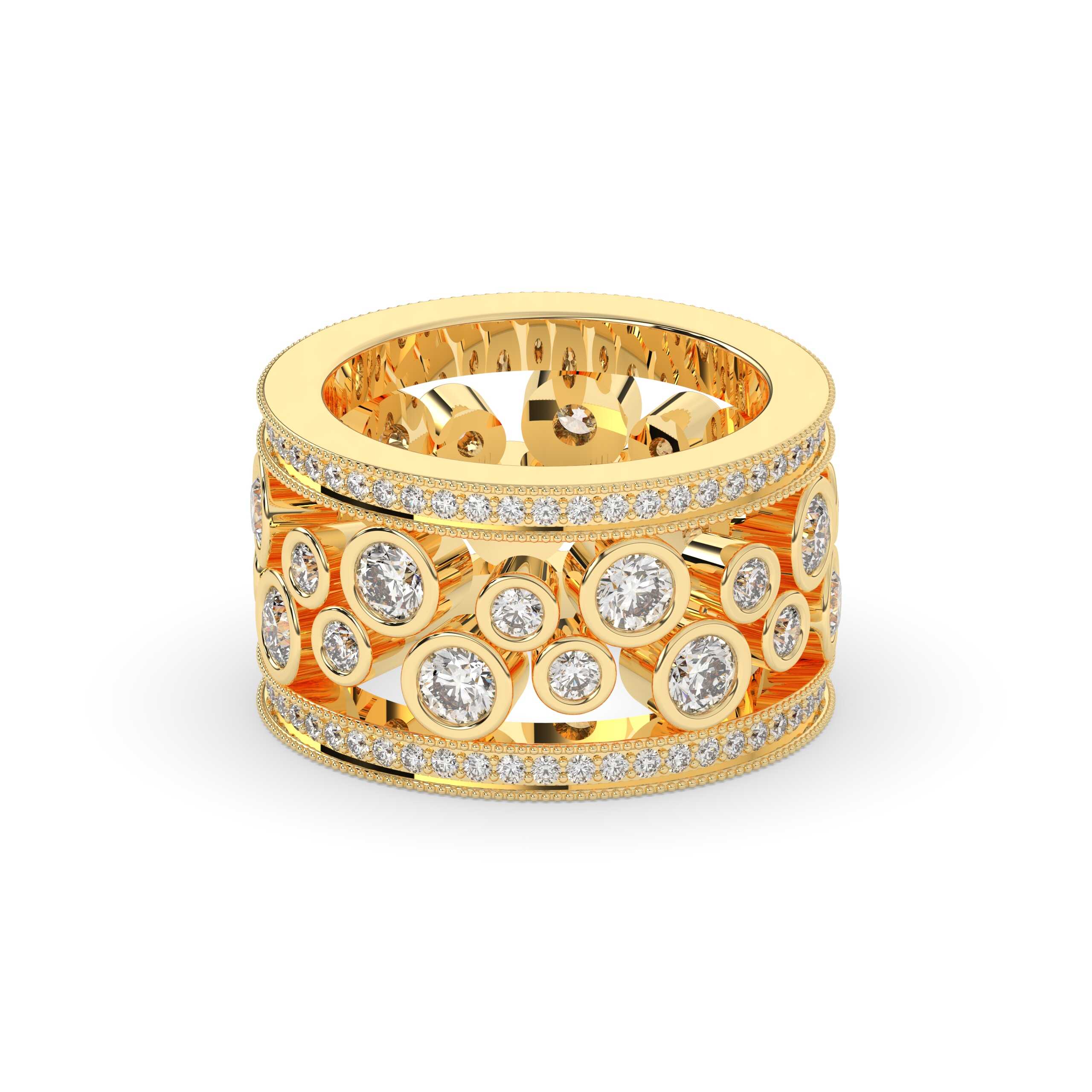 Round Cut Diamond Dual-Tone Couple Band Set
