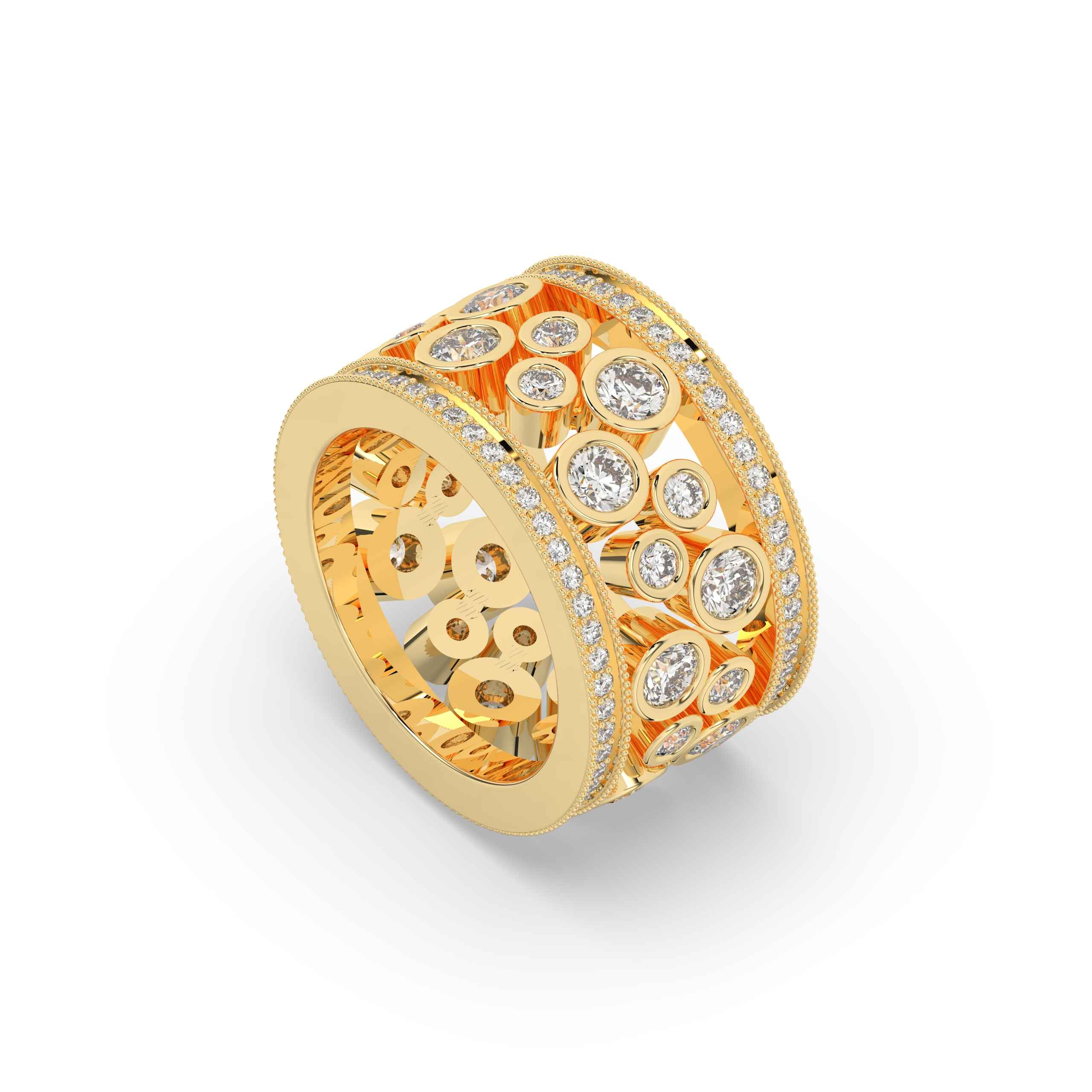 Round Cut Diamond Dual-Tone Couple Band Set