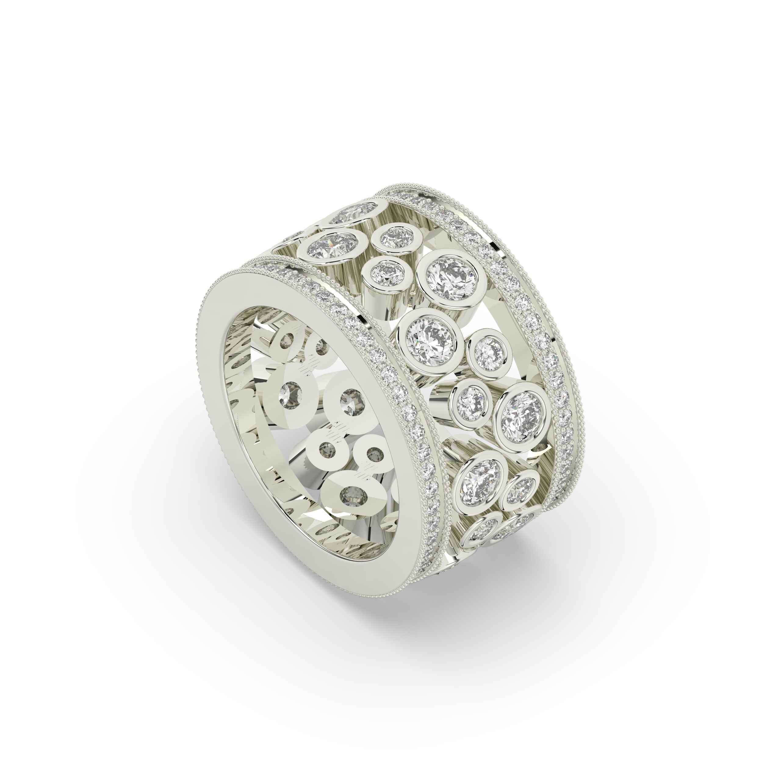 Round Cut Diamond Dual-Tone Couple Band Set