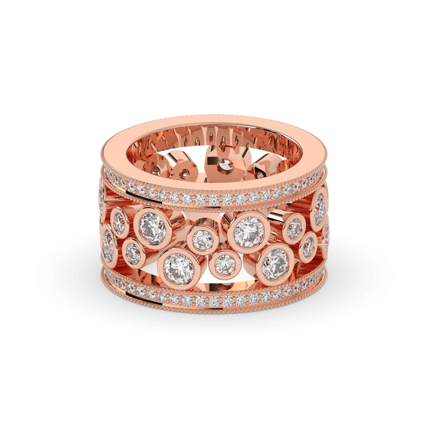 Round Cut Diamond Dual-Tone Couple Band Set