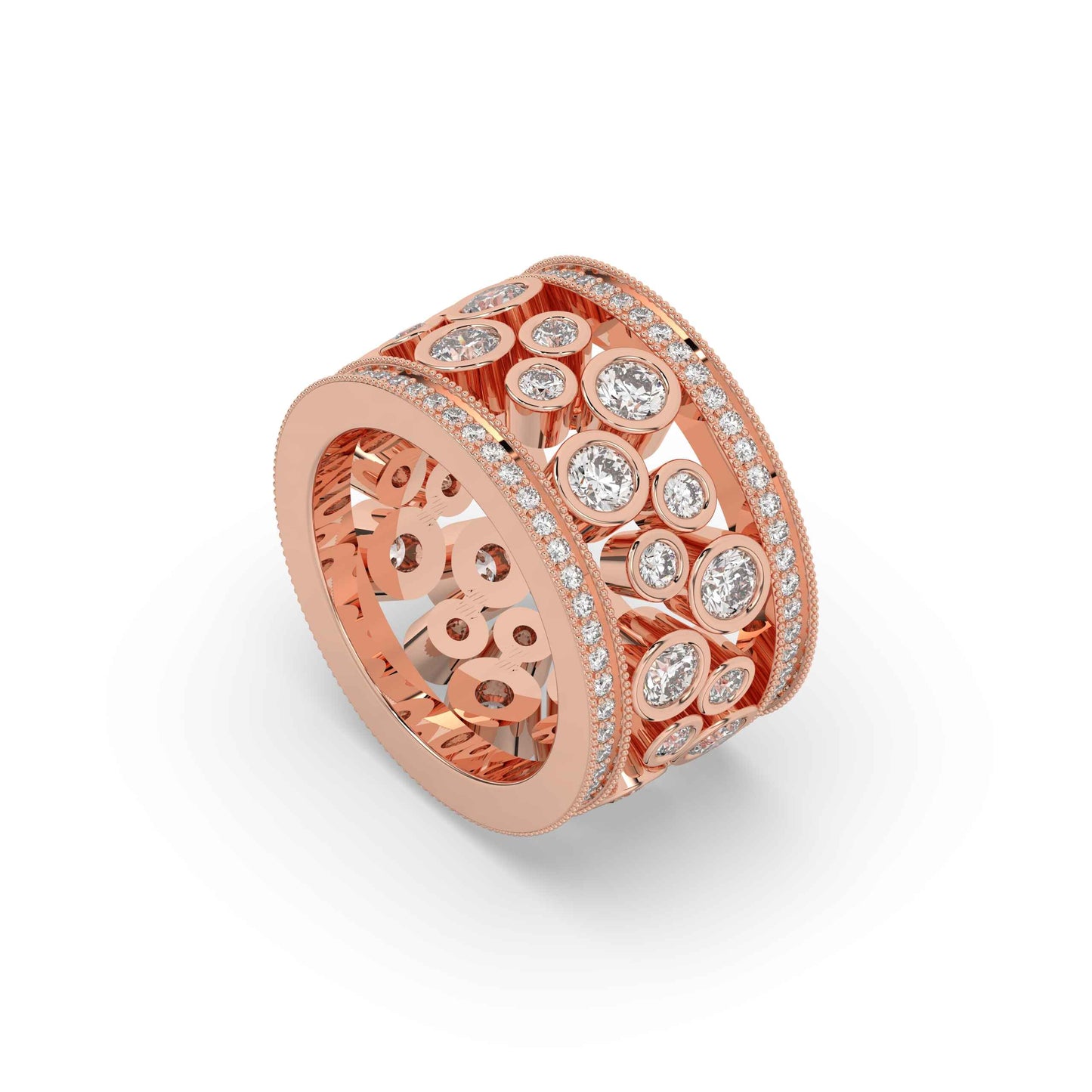 Round Cut Diamond Dual-Tone Couple Band Set