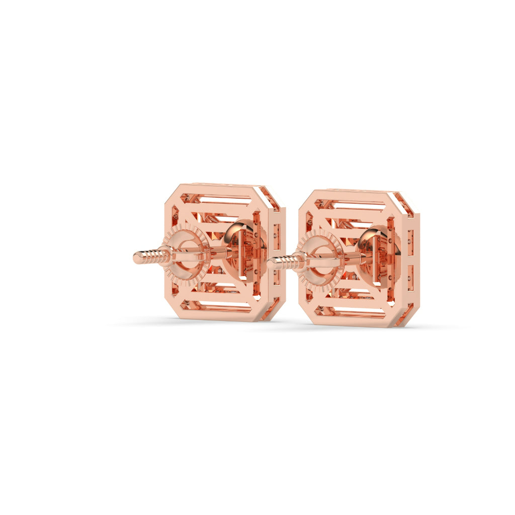 Bold Square Maze Diamond Studs