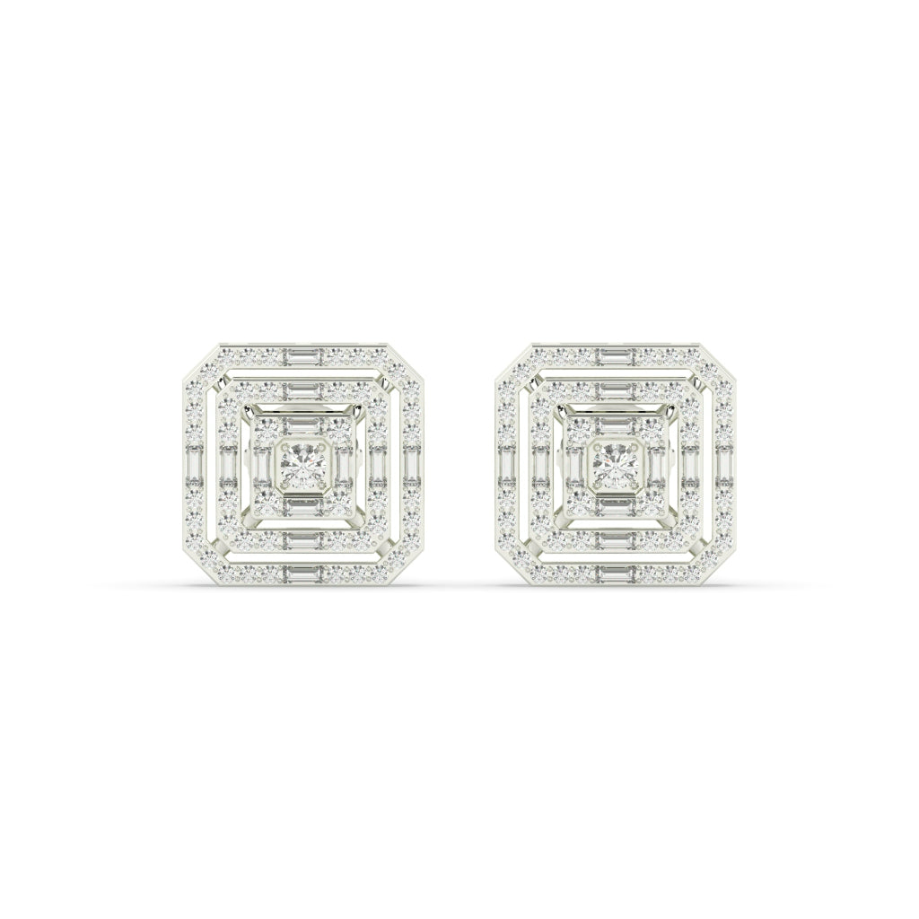 Bold Square Maze Diamond Studs
