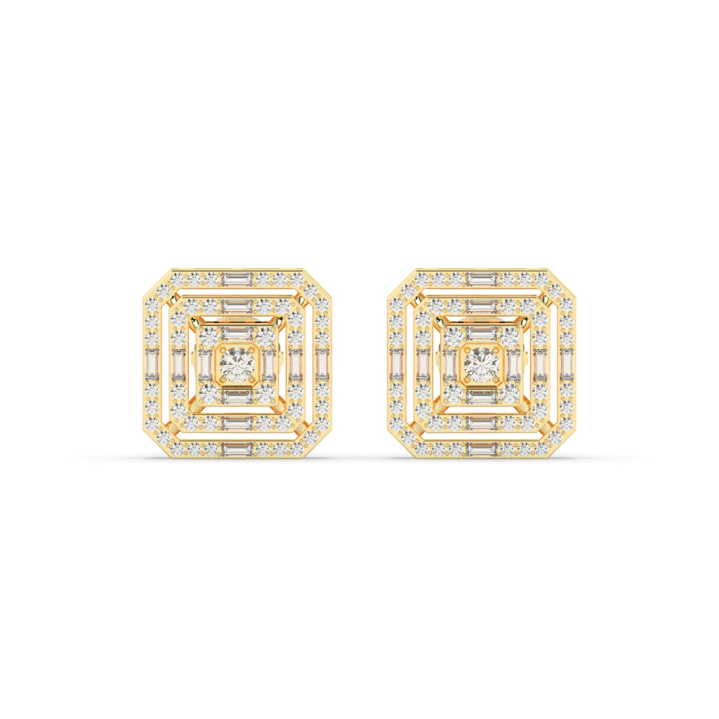 Bold Square Maze Diamond Studs