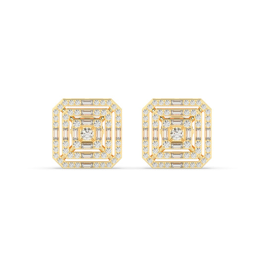 Bold Square Maze Diamond Studs