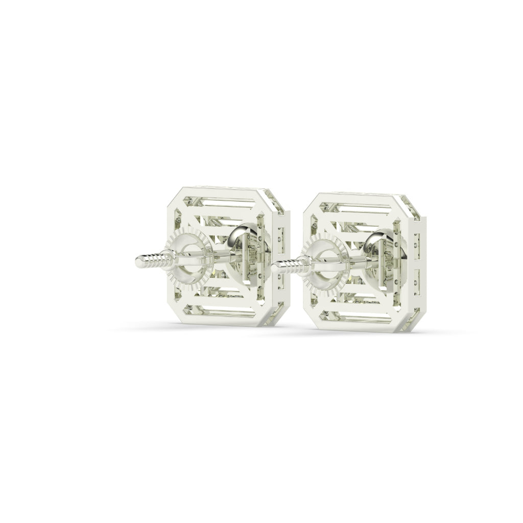 Bold Square Maze Diamond Studs