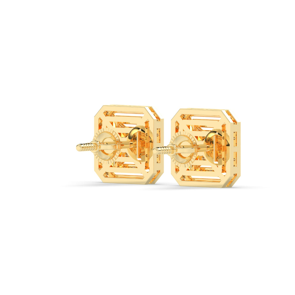 Bold Square Maze Diamond Studs