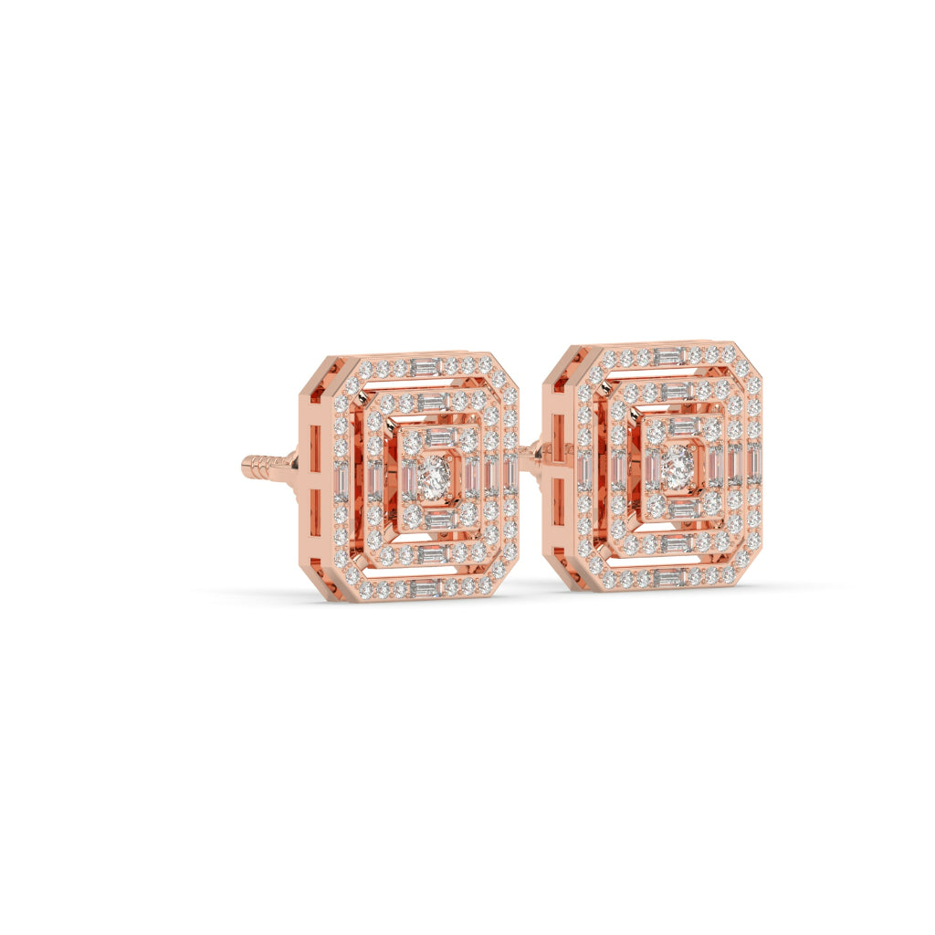 Bold Square Maze Diamond Studs