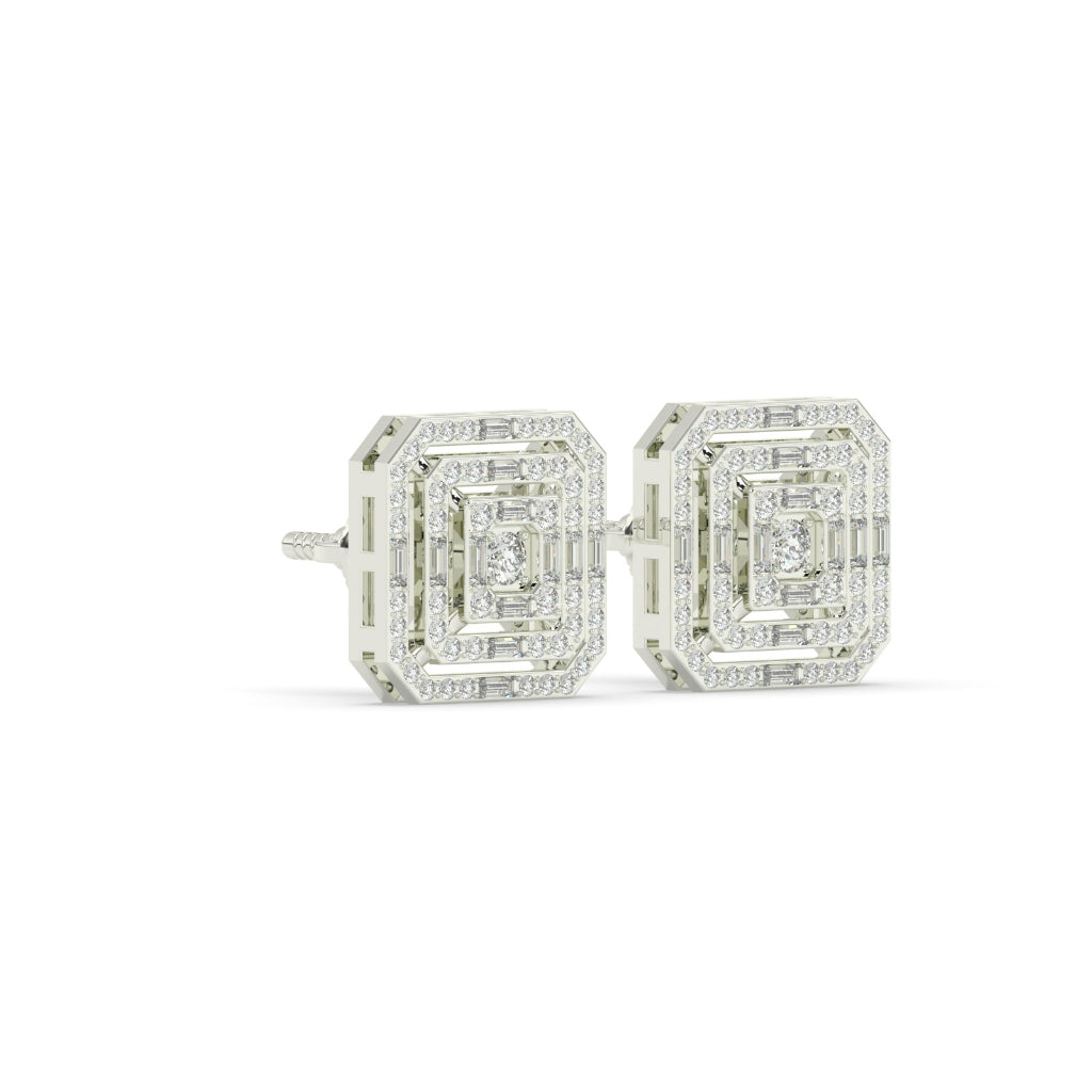 Bold Square Maze Diamond Studs