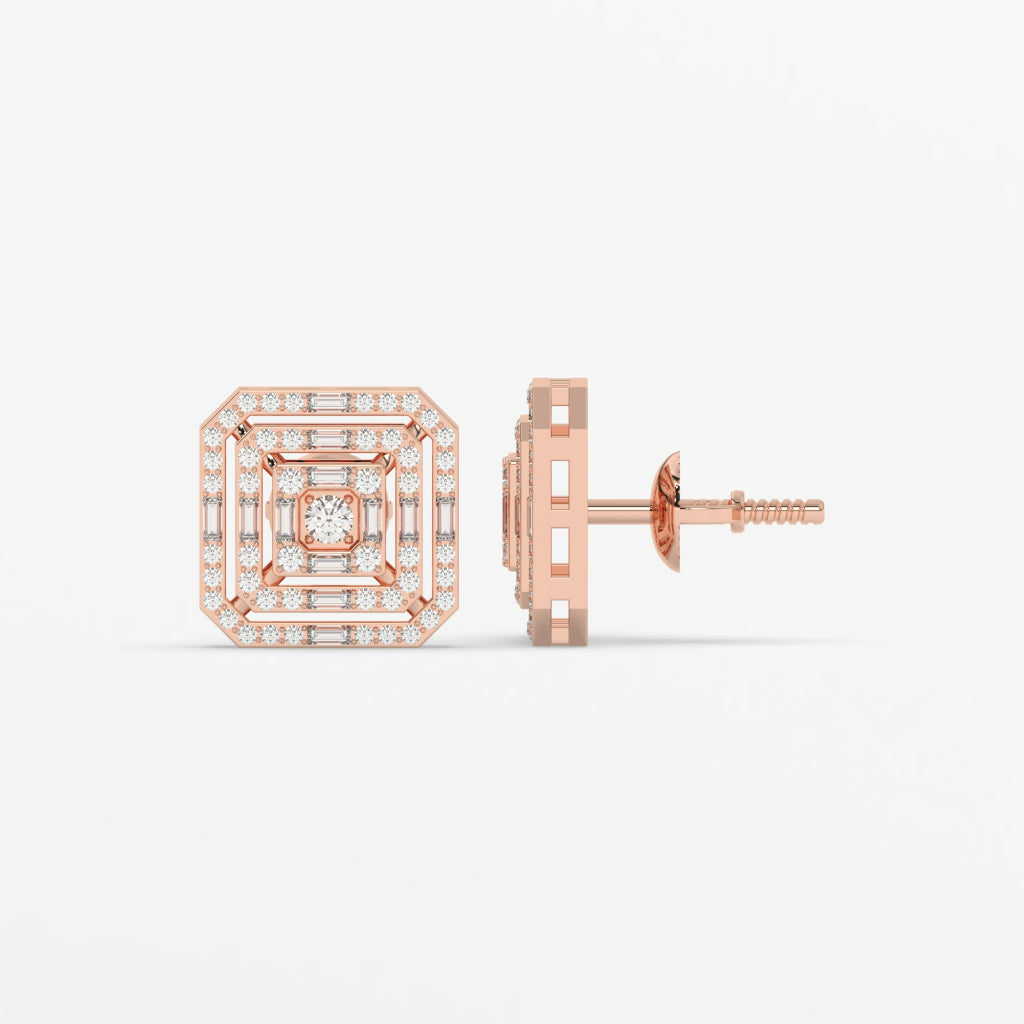 Bold Square Maze Diamond Studs