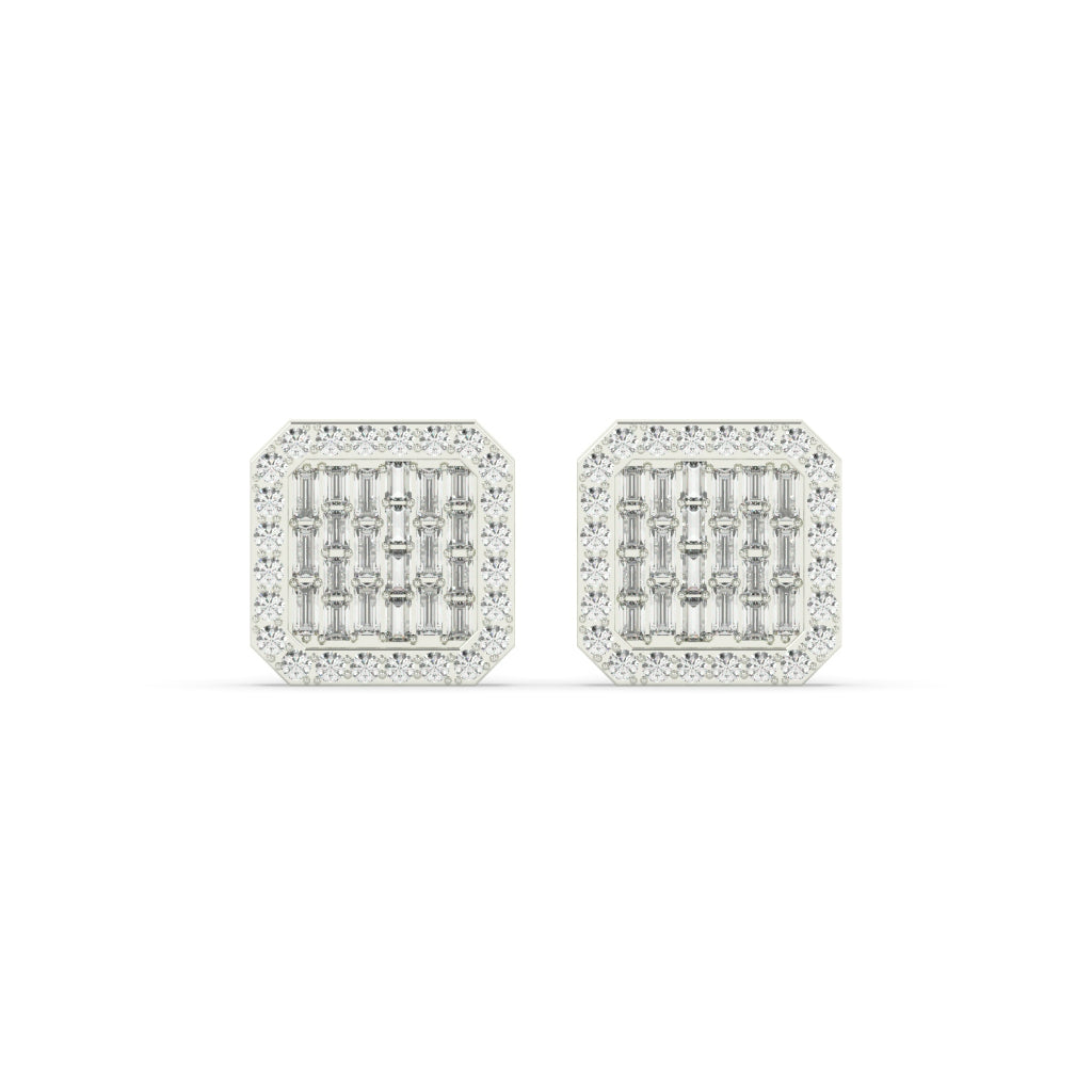 Baguette Grid Square Stud Earrings