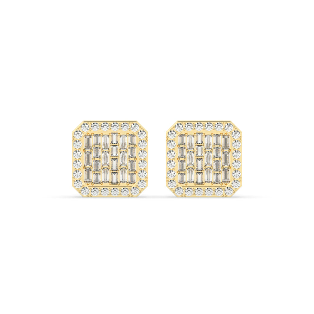 Baguette Grid Square Stud Earrings
