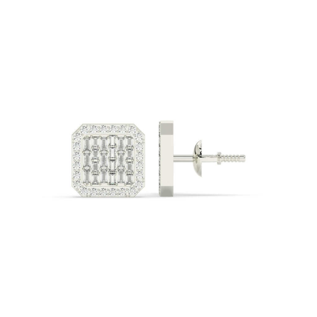 Baguette Grid Square Stud Earrings