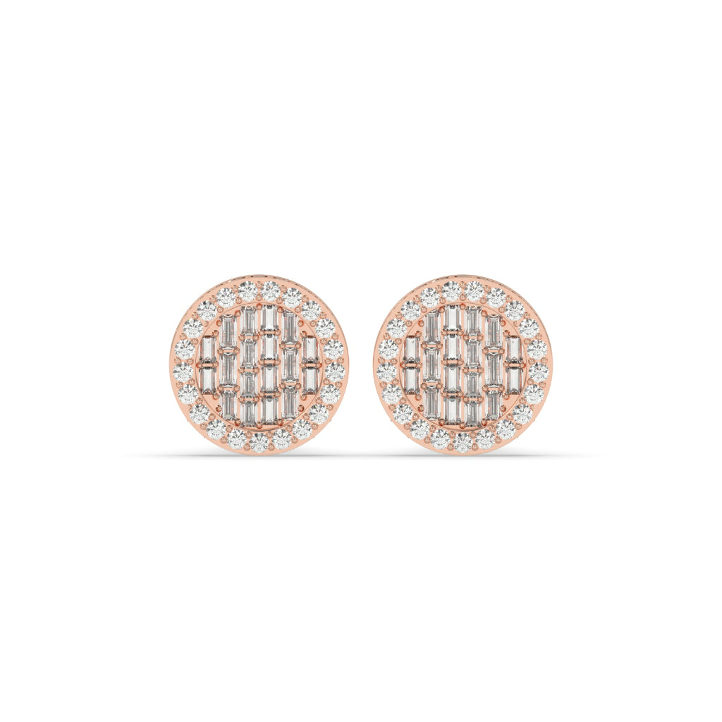 Baguette Cluster Round Rose Studs