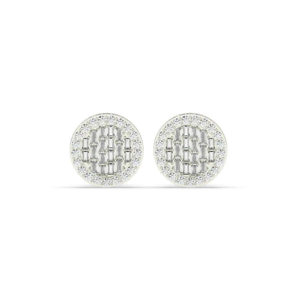 Baguette Cluster Round Rose Studs